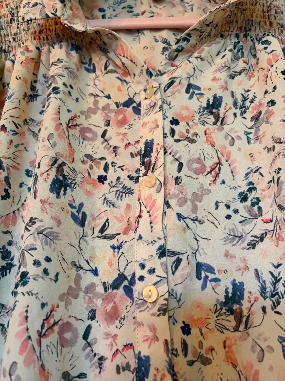 Joie XL Floral Button-Front Blouse in Soft Pastels
